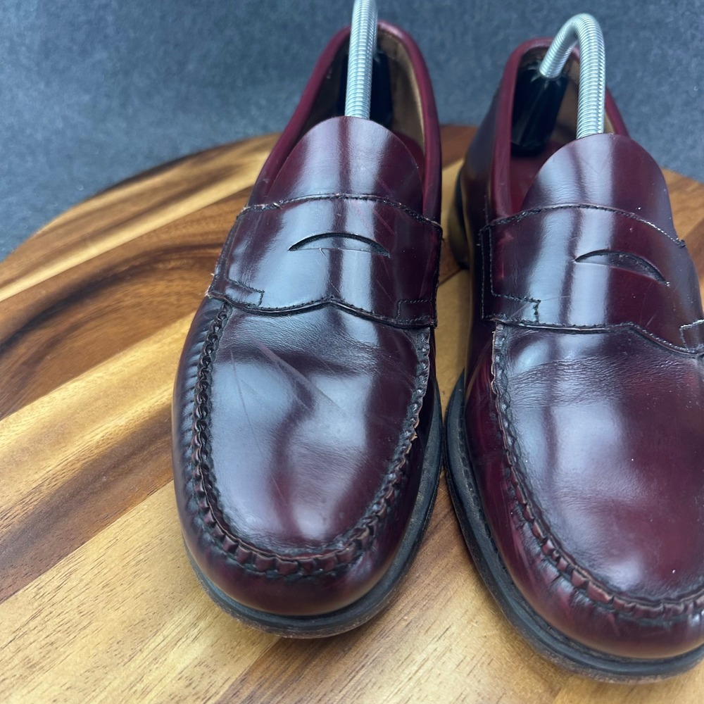 GH Bass Weejuns Logan Oxblood Burgundy Leather Slip On Penny Loafers Mens 10D - Picture 5 of 12